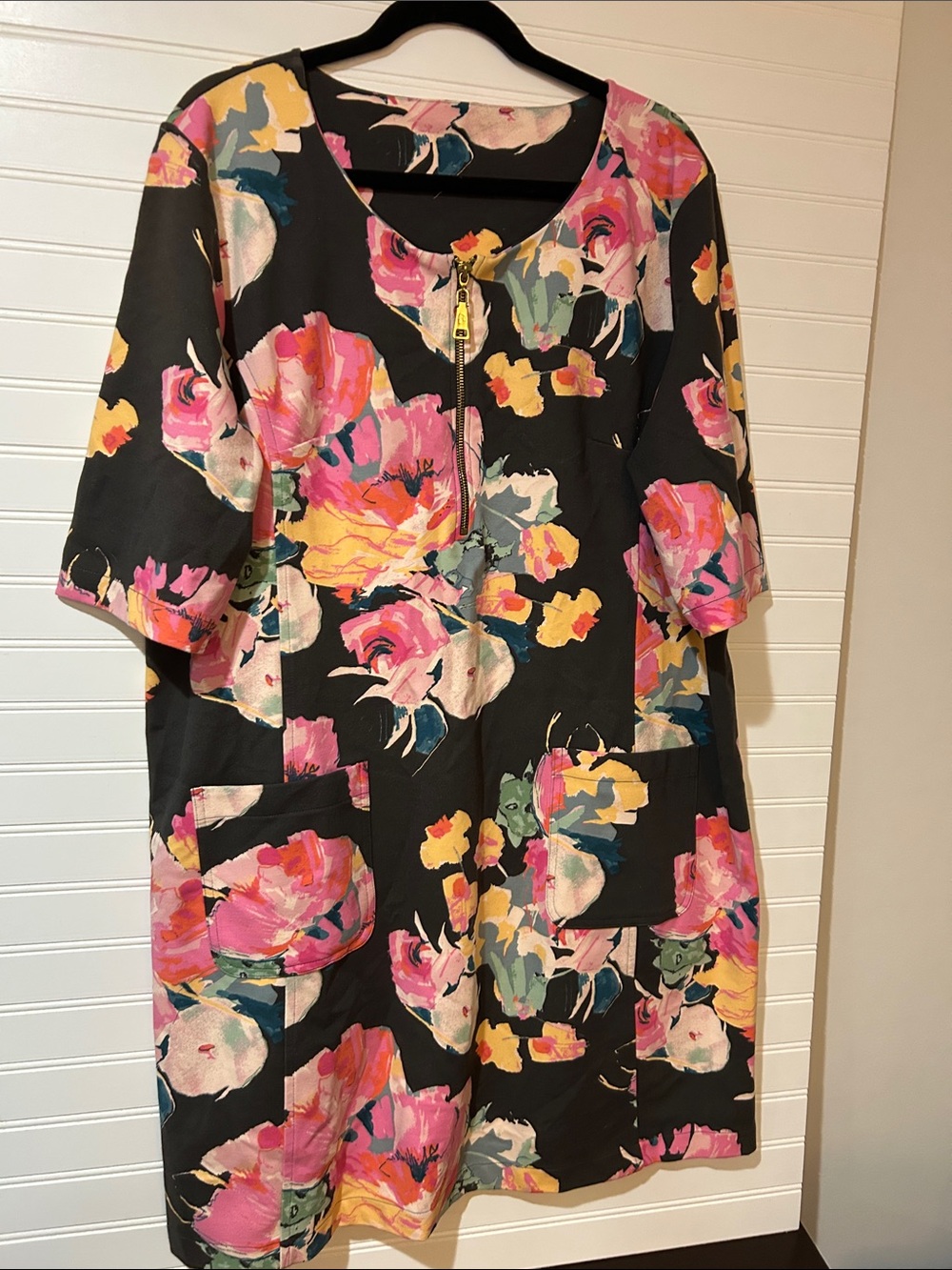 Spartina 449 Black Midi Dress with Pink & Yellow Floral Print